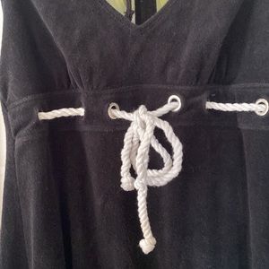 Nautical Black Terry Halter Sundress M